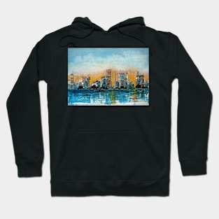 City Scape Waterfront - Watercolour Hoodie